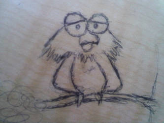 Owl Doodled On A Desk