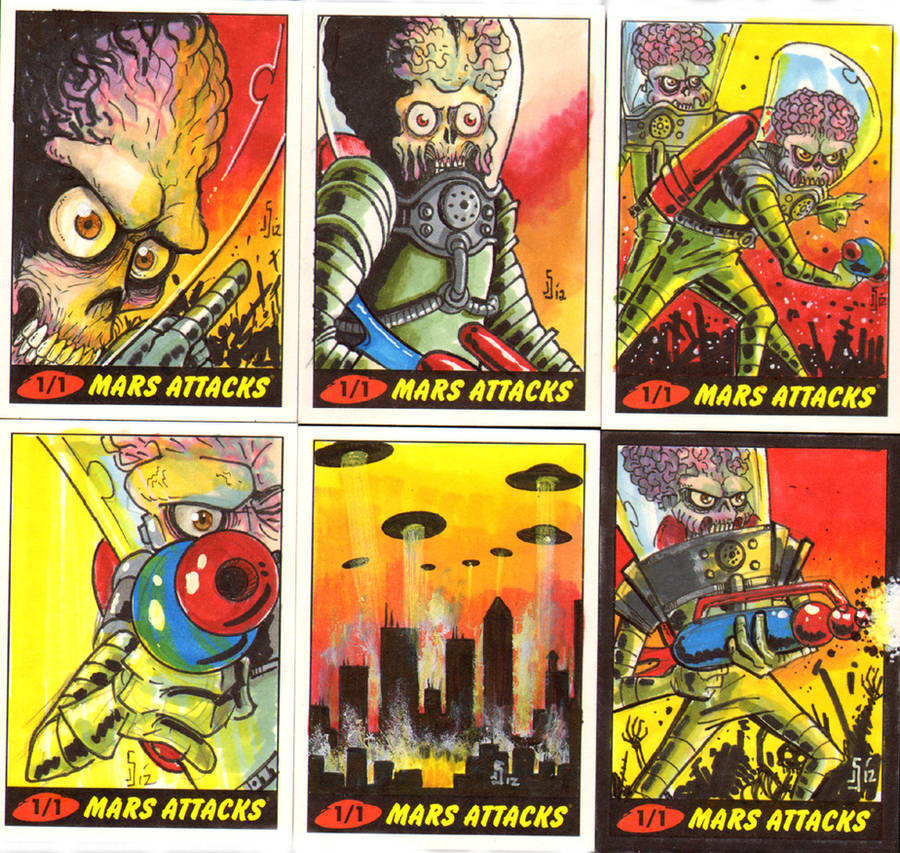 Mars Attacks return cards by ragelion