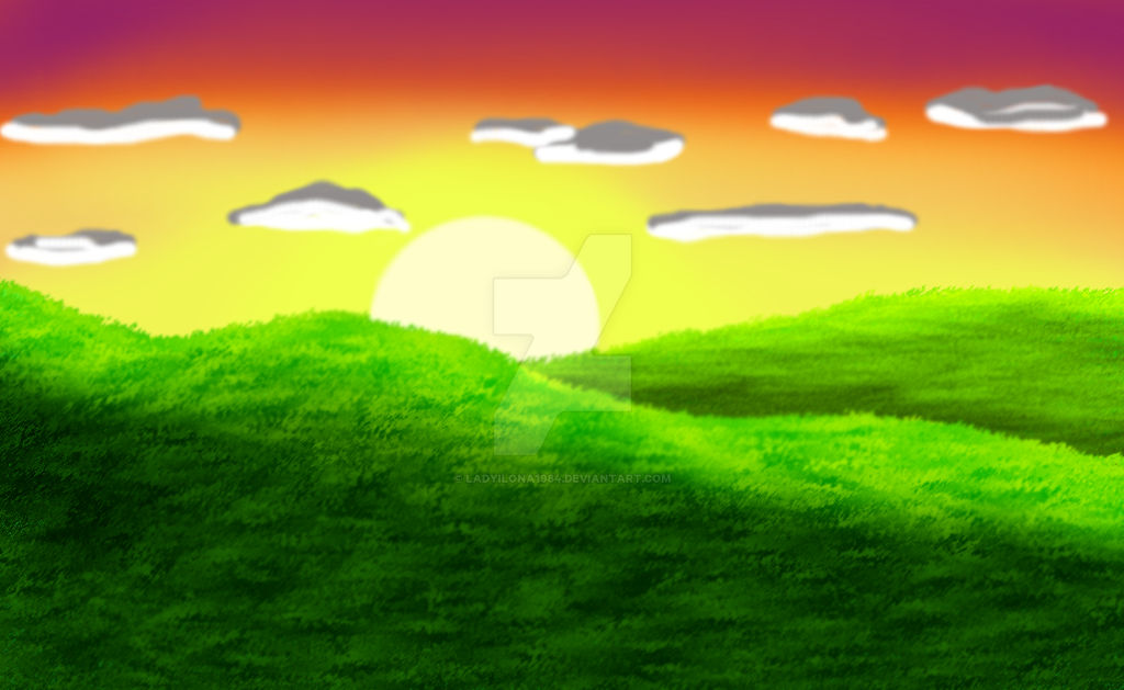 Sunset in the Grassy Hills