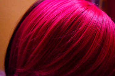 Pink hair bangs