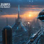 Neo CityScape. Sunset. Night taxi.
