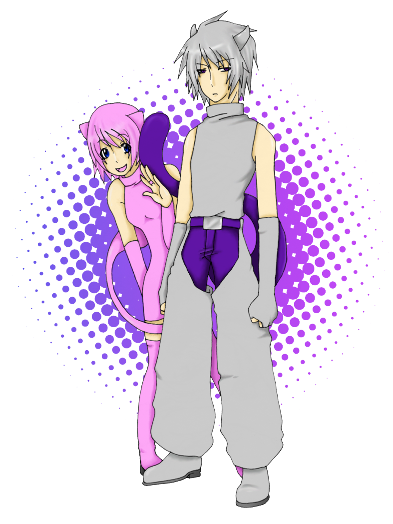 Gijinka Mew and Mewtwo