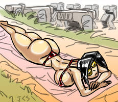 Sunbathing and mech motor pool