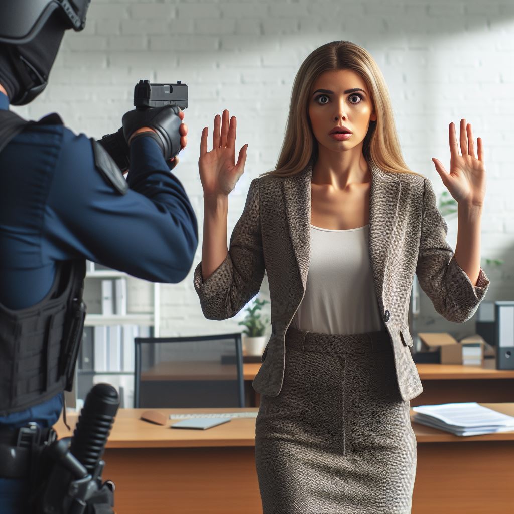 Businesswoman Surrender 13 by HandsUpLover on DeviantArt
