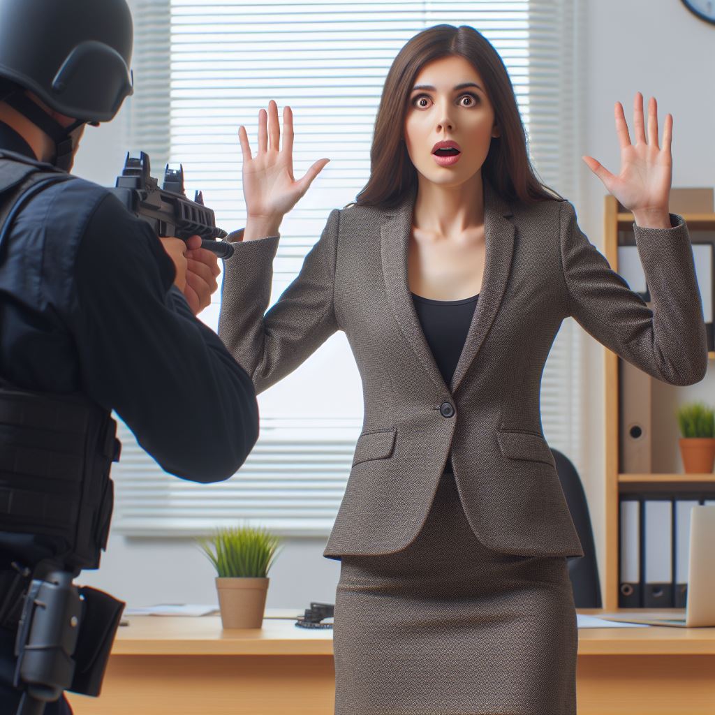 Businesswoman Surrender 16 by HandsUpLover on DeviantArt