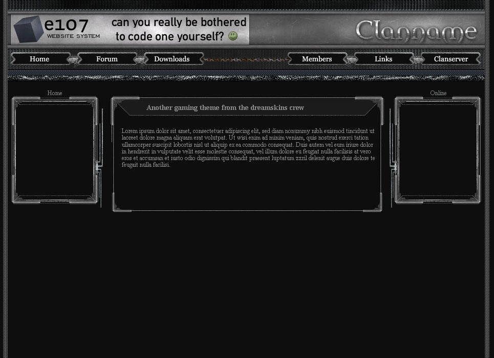 e107 theme: Gaming theme by xdreamer on DeviantArt