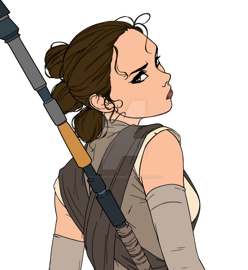 Rey Lineart by Dandon, my WIP colours by Ticktockcolourist on DeviantArt