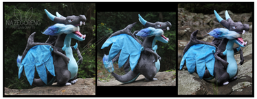 SOLD: Giant Mega Charizard X Custom Plush