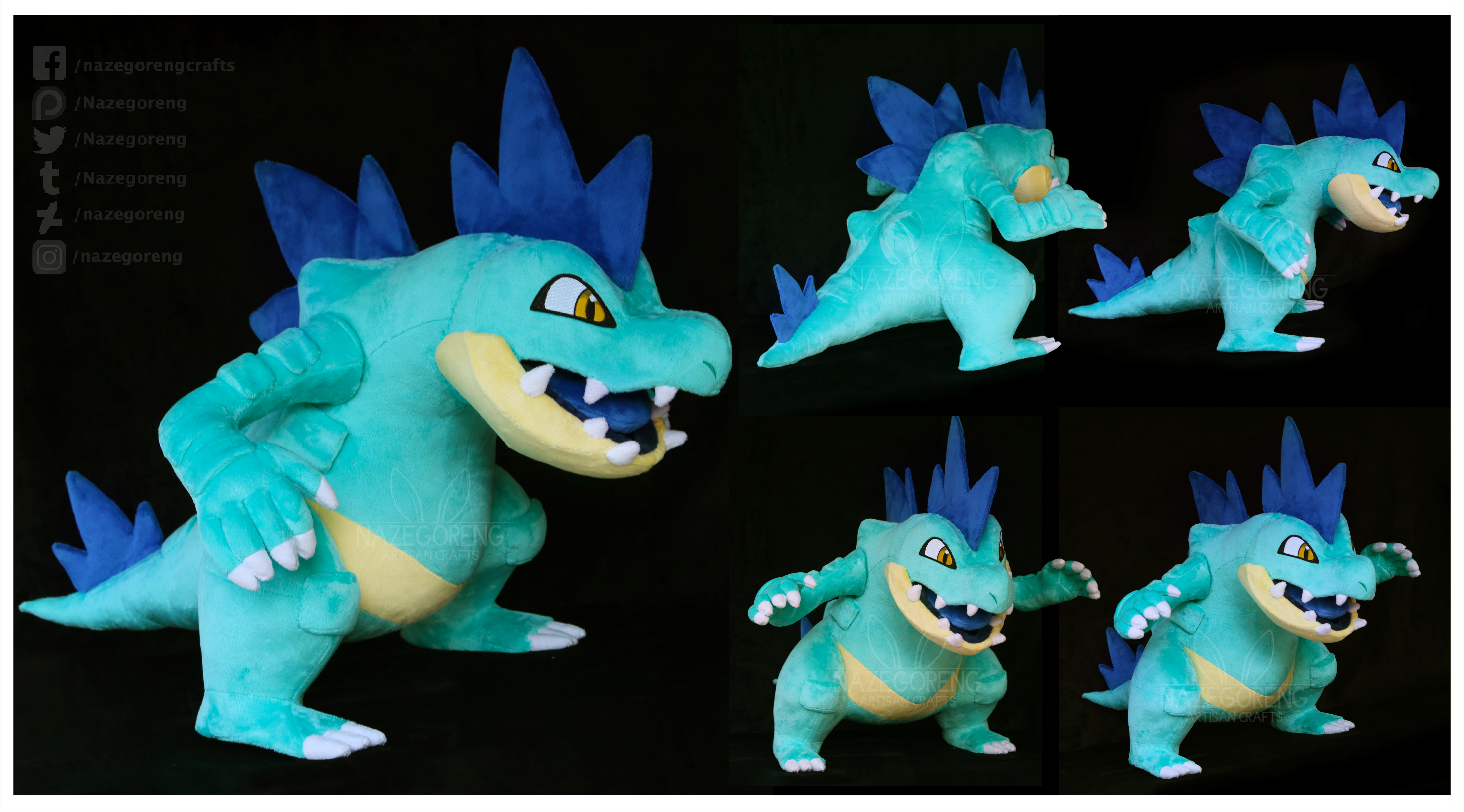 Shiny Feraligatr custom plush by NazFX on DeviantArt