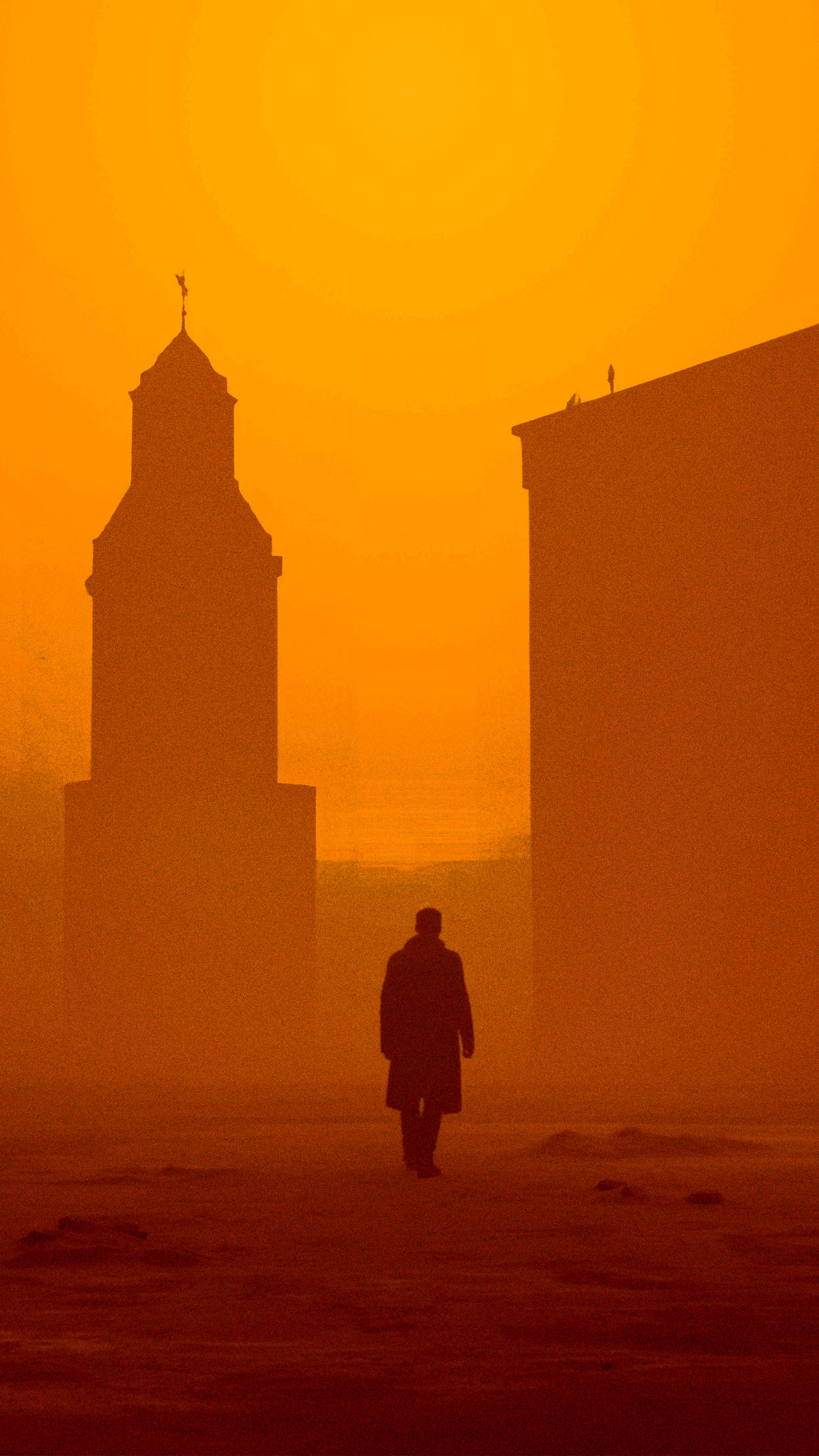 blade runner movie action still of a silhouetted