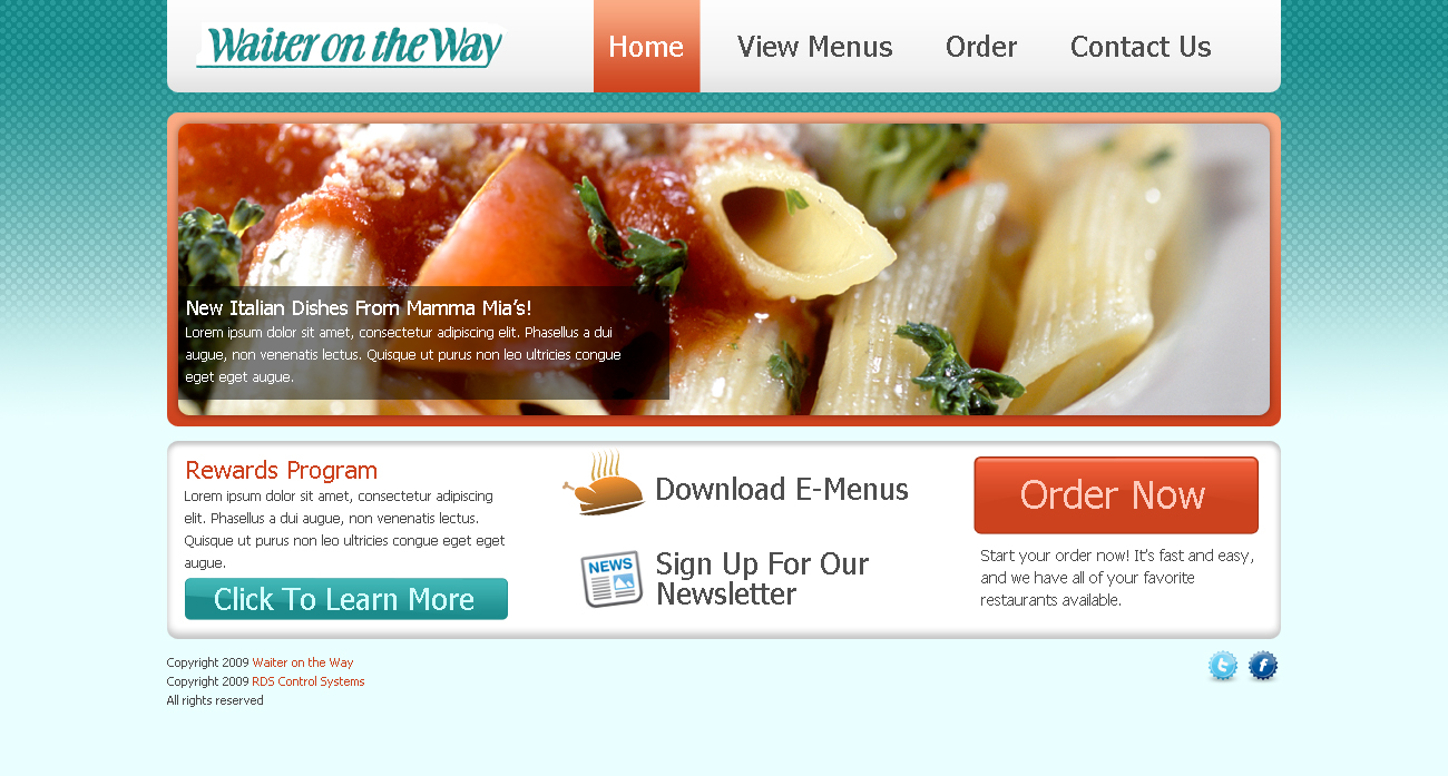 Waiter on the Way Web Design 1