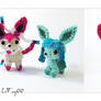 Chibi Glaceon and Sylveon Amigurumi
