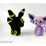 Chibi Espeon and Umbreon Amigurumi