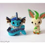 Chibi Vaporeon and Leafeon Amigurumi