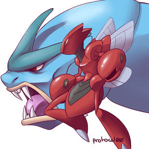 Digital painting practice- Gyarados and Scizor