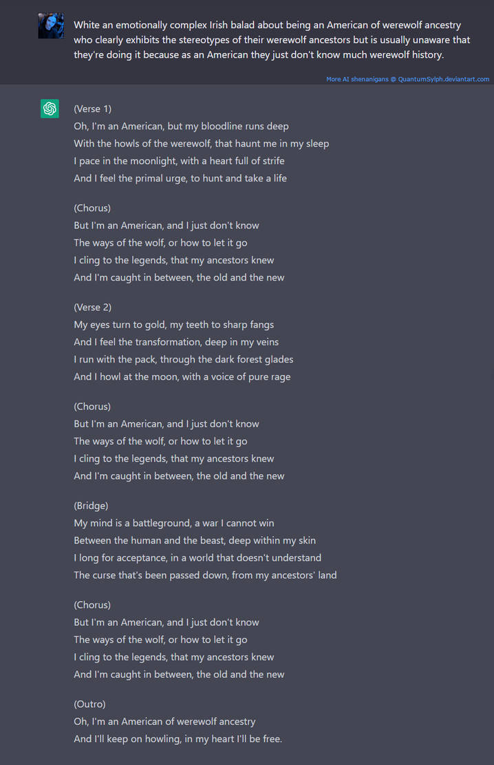 Ancestry Ballad: Werewolf (AI-lyrics) by QuantumSylph on DeviantArt