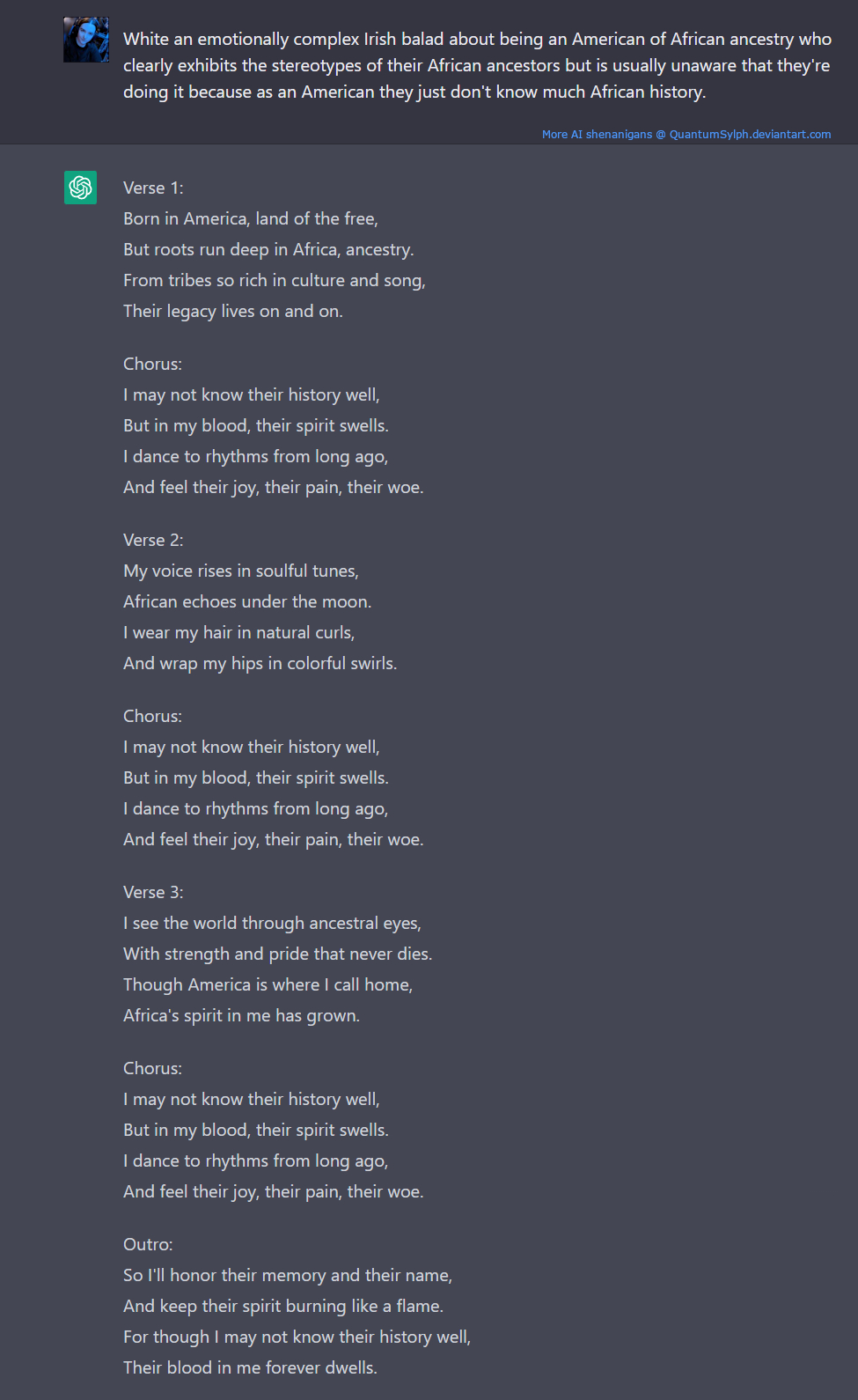 Ancestry Ballad: African (AI-lyrics) by QuantumSylph on DeviantArt