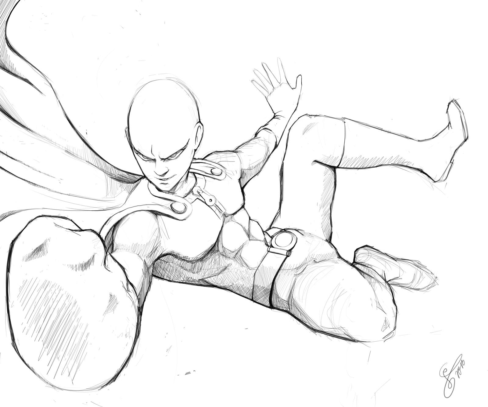 One Punch Man Coloring Sheets Pages Sketch Coloring Page