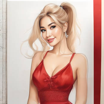 Blonde in red - sketches #1