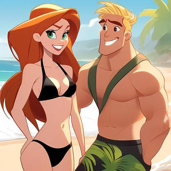 Kim Possible - summer - beach (black)(with Ron) #4