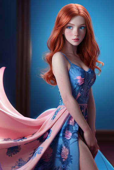 Bloom (Winx Club) - light blue silk dress #9