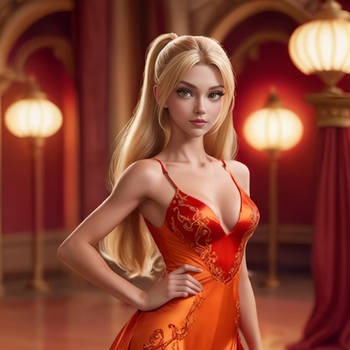 Stella (Winx Club) - orange silk dress #8