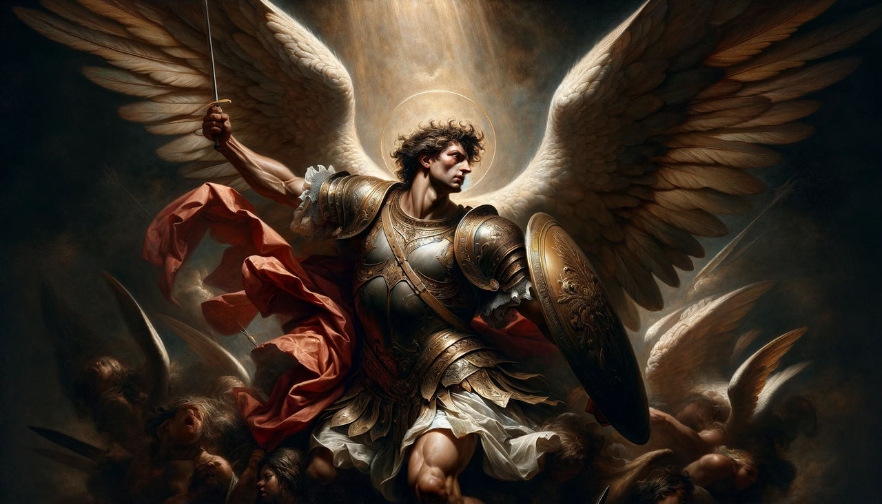 Divine Struggle - Saint Michael the Archangel by QuantumReel on DeviantArt