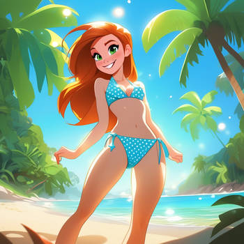 Kim Possible - summer - beach (blue polkadot) #3