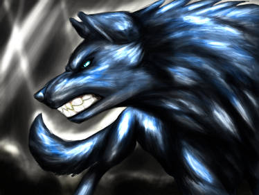 Shiny Blue angry wolf