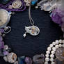 Fog - Steampunk cat pendant with pearl