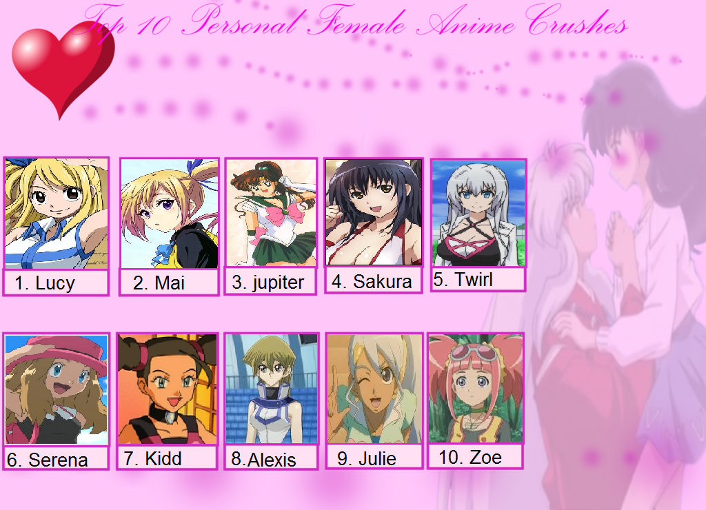 Top 10 Personal Female Anime Crushes by coleroboman on DeviantArt Top 10 Personal Female Anime Crushes by coleroboman on DeviantArt