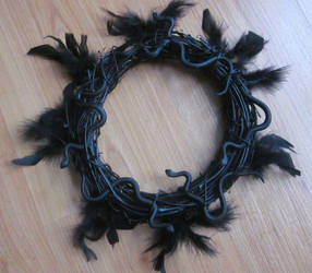 Black Snake Wreath with feathers SOLD