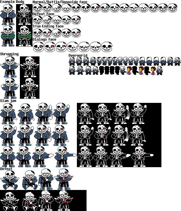 Undertale Sans battle sprite sheet by flambeworm370 on DeviantArt