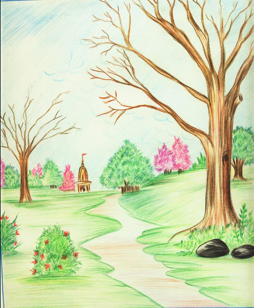 Landscape Drawing Pencil Color Drawing Ideas