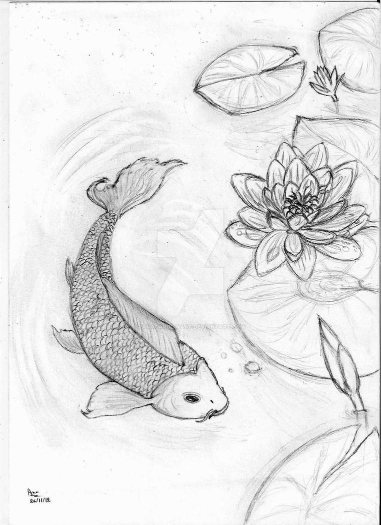 Koi fish and flowers