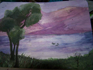 Watercolor Purple Mountains