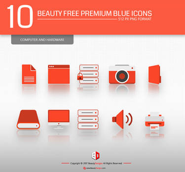 10 Beauty Free Premium Red Icons set