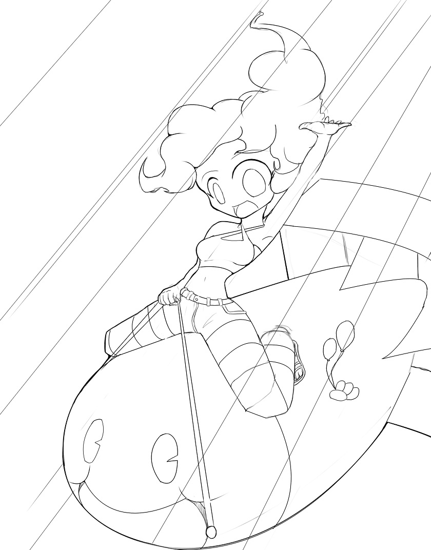 MLP Fan Lineart: Pinkie is having a blast