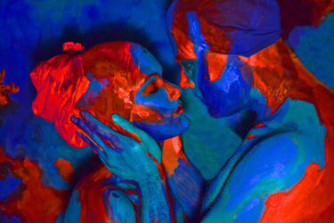 Bodypainting - blue kiss