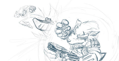 Sonic vs Shielding Wolf Sketch