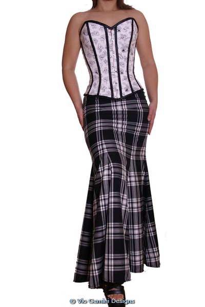 skull corset tartan skirt