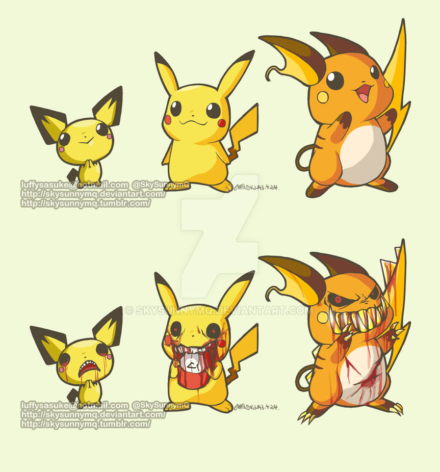Pichu Pikachu Raichu - Pichu/Pikachu/Raichu by Bill-Felfel on DeviantArt - Raichu is the evolved ...