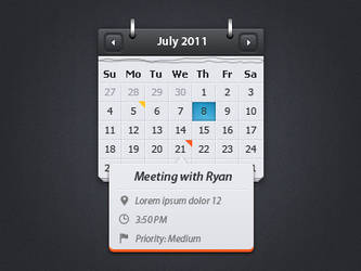 Calendar with event preview [free psd]