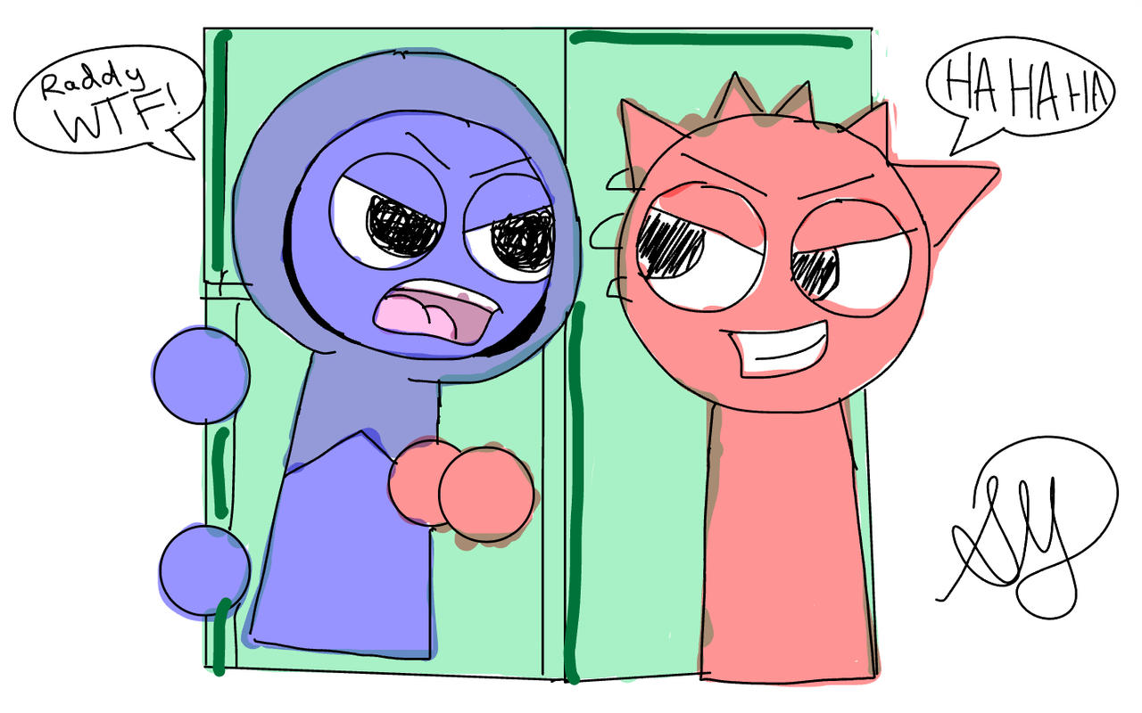 Raddy Pushing Jevin into his locker by ColorfulCraft on DeviantArt