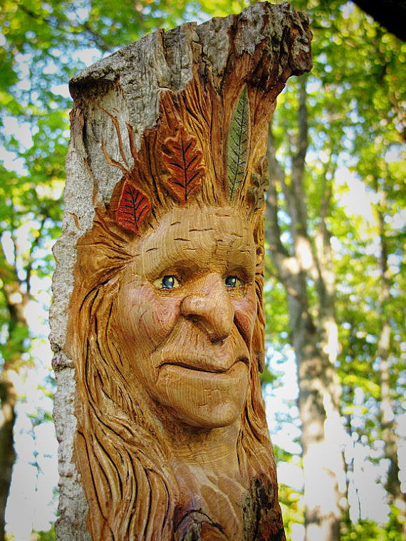 Fall Female Wood Spirit carving