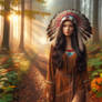 Beautiful Native American Indian in forest