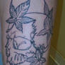 skull and leaves outline