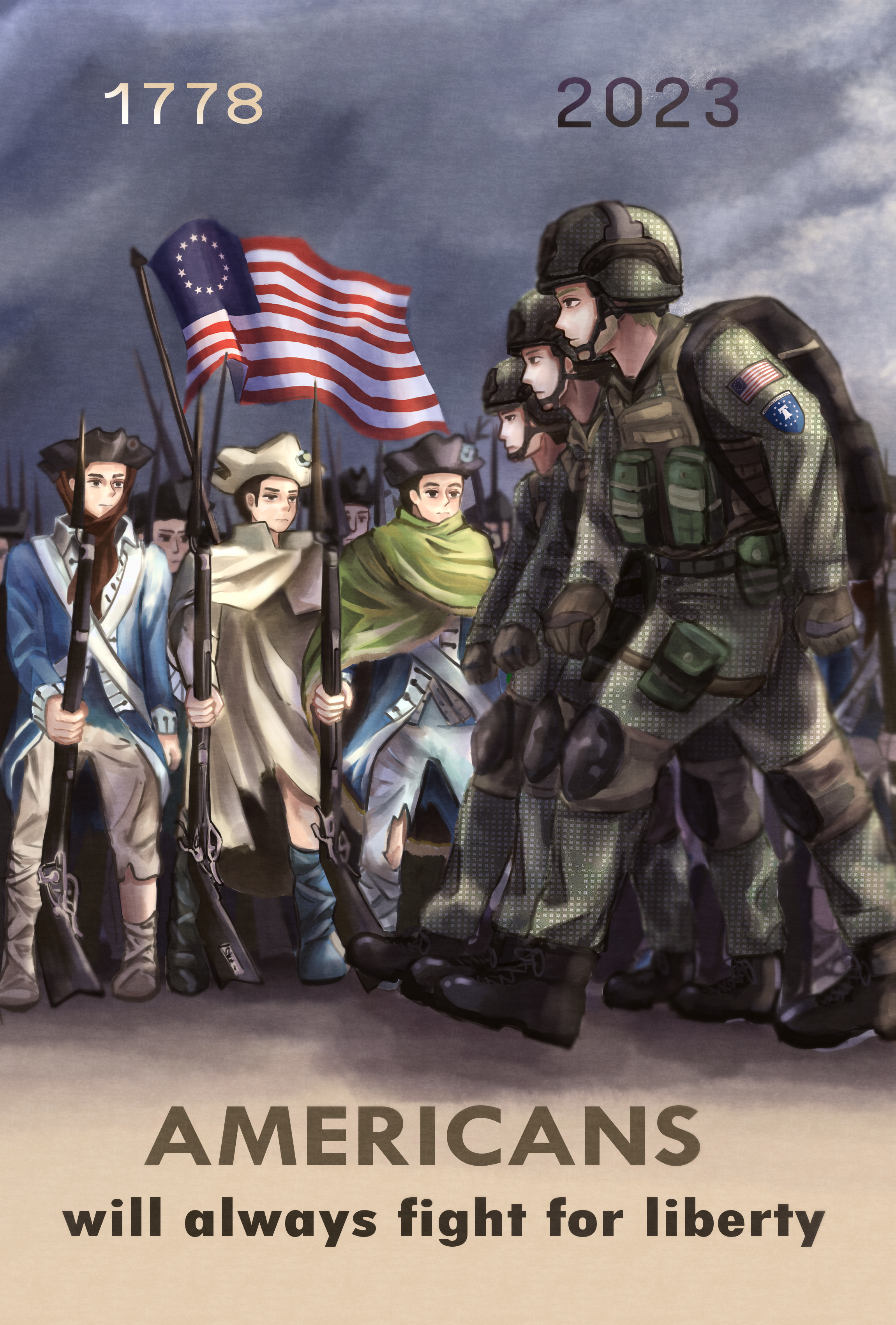 American Free Corps Propaganda poster 1778-2023