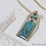 Ogival stained-glass window turquoise pendant