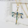 Blue dragonfly Art Deco pendant